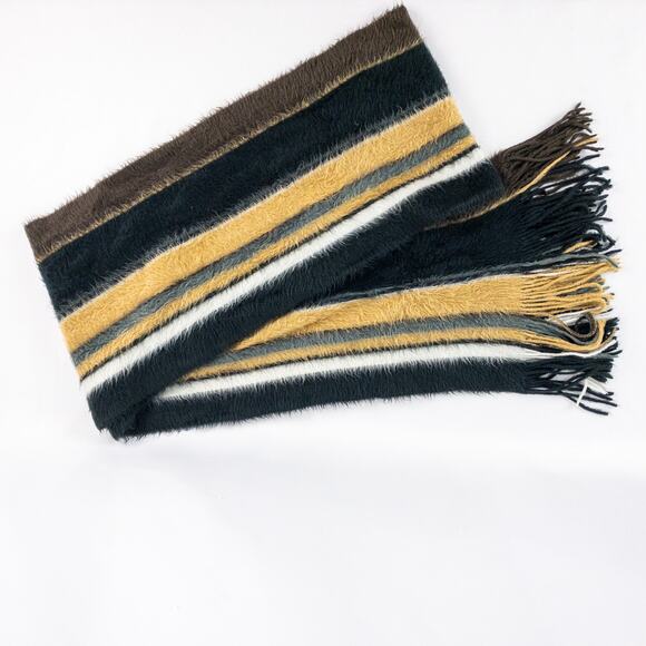 Cejon Brown Black White Striped Soft Scarf Unisex Men Women One Size - Picture 2 of 14